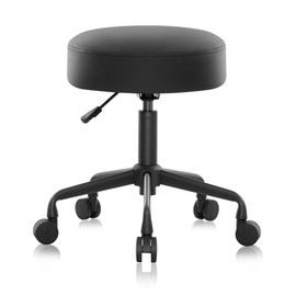 DR.LOMILOMI Heavy Duty Extra-Wide Seat Adjustable Height Swivel Rolling Stool for Dental Clinic, Salon, Office, and Bar - NAIA 502 (Black, Standard)