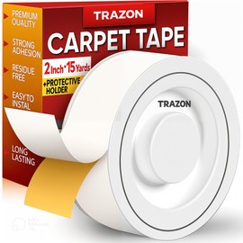 Carpet Tape Double Sided - Rug Tape Grippers for Hardwood Floors and Area Rugs - Carpet Binding Tape Strong Adhesive and Removable, Heavy Duty Stickers Grip Tape, Residue Free (2 Inch / 15 Yards)