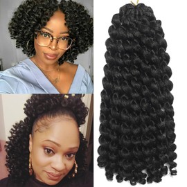 12 Inch 5 Pcs Wand Curl Crochet Hair, Jamaican Bounce Crochet Hair, Short Braiding Hair Curly Crochet Hair 20 Roots/Pack(#1B)
