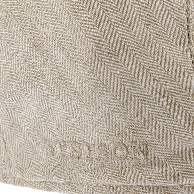 Stetson Herringbone Linen Flat Cap Peaked Cap Men's - Linen
