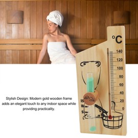 Aqur2020 Accurate Temperature Sauna Thermometer with 15 Minute Sand Timer, Handmade Pine Wood Wall Mounted Design