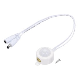 sourcing map DC 5V-24V 5A PIR Motion Activated Sensor Switch with DC Coupler Cable for Kitchen Cabinet LED Strip Light, with Light Sensor White