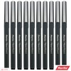 rorito 10 x 0.8mm Fiber Point BLACK Pens Smooth Fine