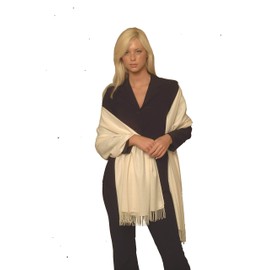 Beaded/fancy shawl/Scarf/scarves/shawls/wrap/stole - Cashmere Pashmina Group (Ivory)