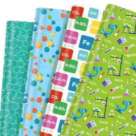 12 Sheets Chemistry Wrapping Paper - Science Lab Equipment & Chemical Element Design Gift Wrap, Perfect for Teachers, School Projects, Science Lovers, 19.7" x 27.6"
