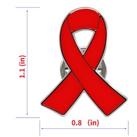 50PCS red ribbon pin lapel in bulk for HIV AIDS awareness, drug prevention, heart disease, red ribbon pins enamel badges for men women doctors (50)