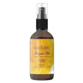 BAEYORK Moroccan Argan Oil (3.4 Fl. Oz) - Cold Pressed 100% Pure & Natural Carrier Oil for Hair, Skin, Nail, Carrier Oil for Massage with Anti-Ageing 100 Ml (Pack of 1) Clear