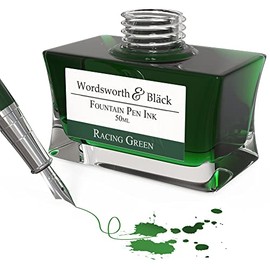 Wordsworth and Black Fountain Pen Ink Bottle (50 ml) Premium Luxury Edition, [Racing Green] Fountain Pens Bottled Ink; Classic Designed Bottle Smooth Flow 50 ml