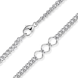 MATERIA by Matthias Wagner Figaro Chain 925 Silver Women's Necklace 4.5 mm Solid Rhodium-Plated, Sterling Silver