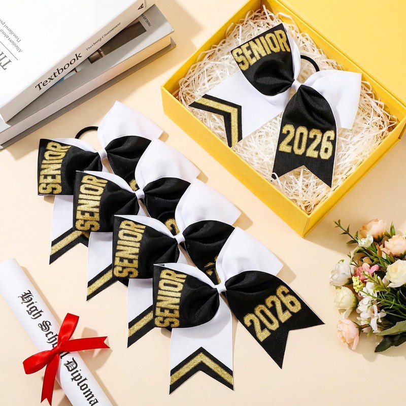 12 Pcs Senior 2026 Hair Bows with Glitter Letter Sparkly