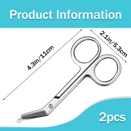 4 Pieces Ostomy Scissors Bandage Scissors Nursing Scissors Stainless Steel Scissors for Doctors, Nurses, Veterinary Home Nursing, 4.3 x 2.1 Inch, Curved (Silver)