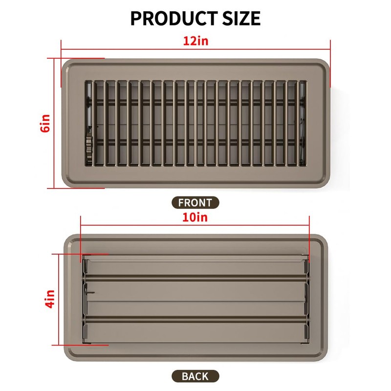 FanGoFast Floor Register Dark Gray and Brown Premium Steel Easy