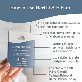 Earth Mama Herbal Sitz Bath | Pregnancy & Postpartum Essentials, Soothing Sitz Bath for Hemorrhoids with Witch Hazel, & Calendula, 6-Count