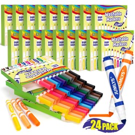 Jumlys 24 Boxes Washable Markers with 12 Colors, Bulk Color Markers for School Classroom, 288 Count Broad Tip Markers for Kids, Classroom Must Haves