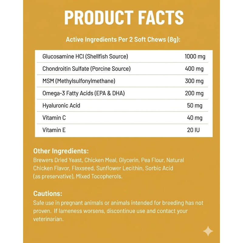 Egdusns Dog Glucosamine Chondroitin Hip Joint Chews MSM, Arthritis Pain