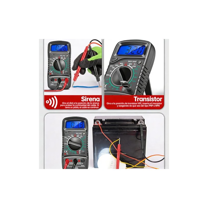 2 en 1 Multímetro Digital, Detector de Voltaje, Detector de