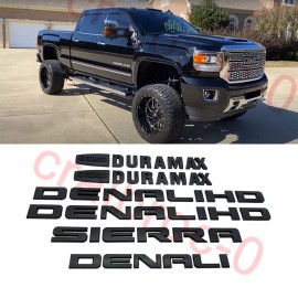 GM 6PCS NEW 11-19 Matte Black GMC Sierra Denali Duramax 2500HD 3500HD Badges Emblem