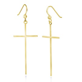 MATERIA by Matthias Wagner Large Cross Earrings 925 Silver – Women's Earrings Rhodium-Plated Gold-Plated, Sterling Silver, No Gemstone