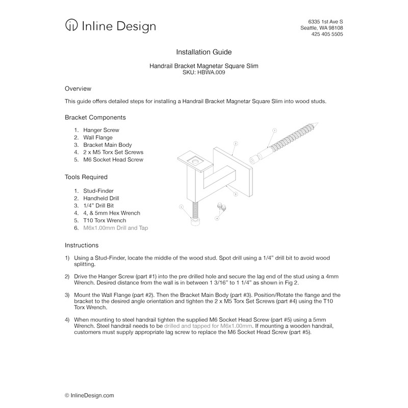 Stainless Steel Handrail Wall Bracket Square for Flat Bottom Tube