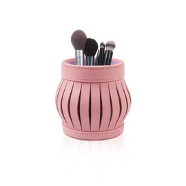 Nwvuop Makeup Brush Holder Cosmetic Faux Leather Makeup Organiser Cosmetic Organiser Desktop Decoration Pink