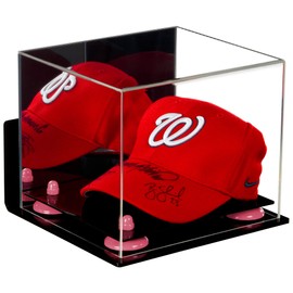 Better Display Cases Versatile Acrylic Display Case - Small Rectangle Box with Mirror, Wall Mount and Pink Risers 8.75" x 7.75" x 7" (A006-PNR)