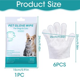 ARROMI 6 PCS Pet Cleaning Gloves, Cat Cleaning Gloves, Pet Glove Wipes Dog, Suitable for All Pets, Ideal for Outdoor Activities, Travel, And More, Effortlessly Clean Pet Fur and Keep Your Pet Fresh ﻿