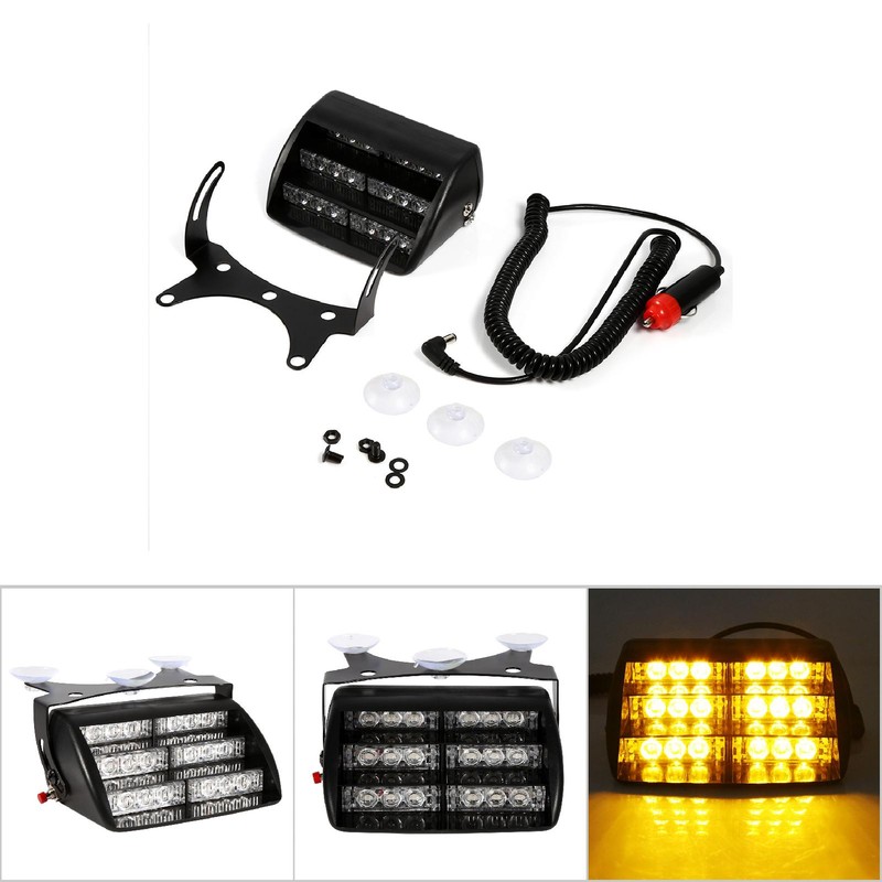 Car Police Strobe Warning Light Lamp 18 LEDs Dash Emergency