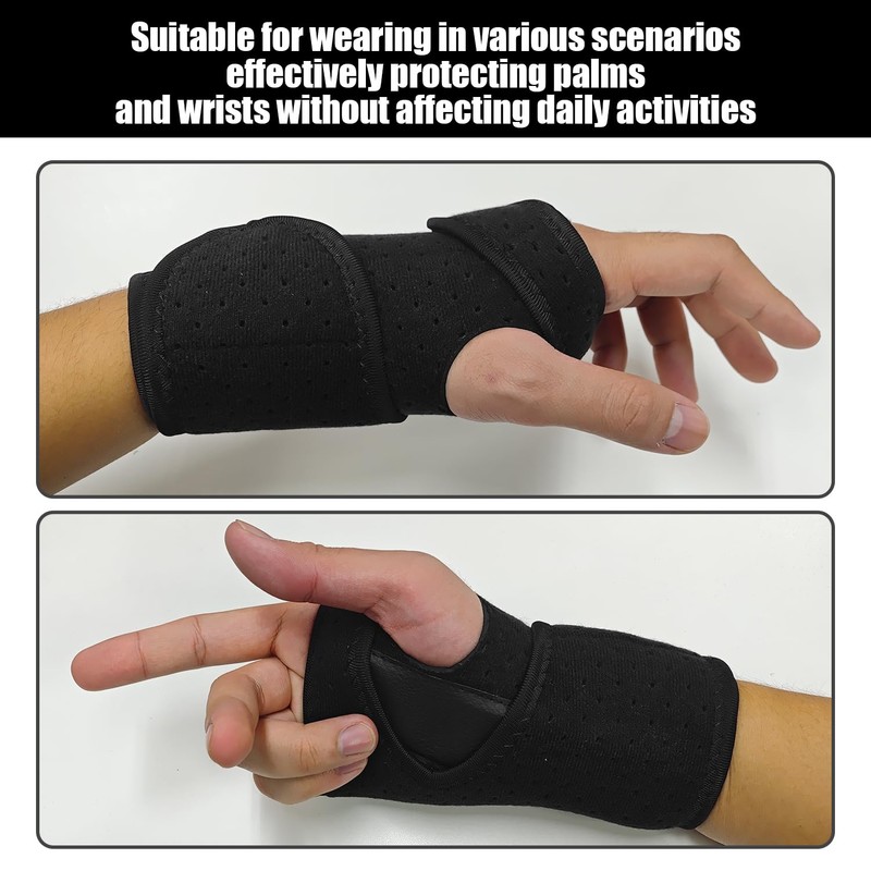 1 Pair of Black Wrist Guards, Sports Protective Gear, Adjustable