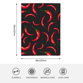 HGOD DESIGNS Hot Chili Pepper Fleece Throw Blanket Ultra Soft Cozy Blooming Decorative Flannel Blanket All Season for Home Couch Bed Chair Travel 100x130cm