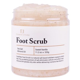 FootFitter Natural Foot Scrub with Sea Salt, Deep Exfoliating Foot Care for Dry Skin, Calluses, and Cracked Heels, Smooths Dry Feet (Made in Germany) Sweet Vanilla Scent