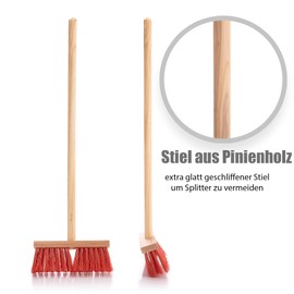 BigDean Children's Broom Street Broom with Red Bristles