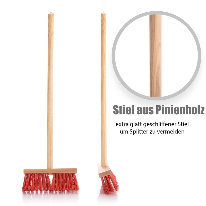 BigDean Children's Broom Street Broom with Red Bristles