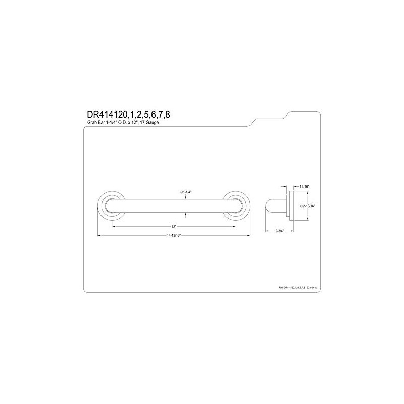 Kingston Brass DR414122 Designer Trimscape Manhattan Decor 12-Inch Grab Bar