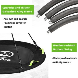 HeyZoo 48 inch Tree Swing, Larger Saucer Flying Swing for Whole Family, 900lbs Weight Capacity, with Adjustable Hanging Straps, for Outdoor Backyard, Gifts for Kids, Black