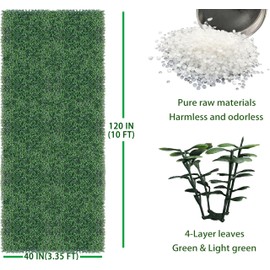 ODTORY Artificial Boxwood Roll Panels:40 X 120 in(33.5 sqft) UV-Anti More Dense Greenery Grass Wall Backdrop Panels for Indoor Outdoor Green Home Decor & Ivy Fence Covering Privacy
