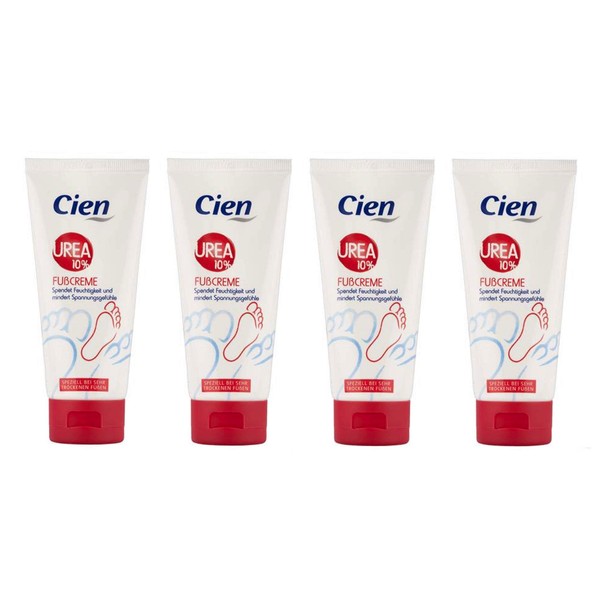 Cien Urea Foot Cream 10% for Extremely Dry and Cracked Feet Pack of 4 x 100 ml