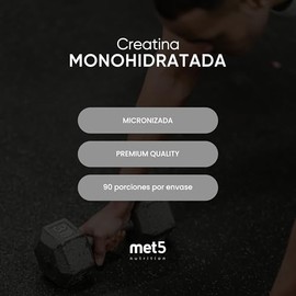 Creatina Monohidratada Micronizada de Alta Pureza | Sin sabor y Sin olor | Bote de 450 gramos | 90 porciones (3 meses) | Met 5 Nutrition
