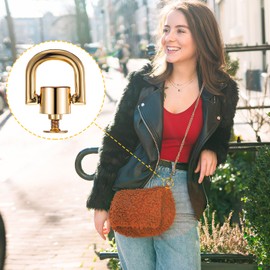 GEEHUA Pack of 6 Rotating D Rings Rivets Made of Metal for Purse, D Ring Screw Golden Ball Rivets, Rivets for DIY Purse, Leather Collar, Belt, Handbag, Shoes, gold