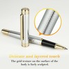 MCNTEIK Silver Chrome Rollerball Pen, Stunning Luxury Pen with Mesh