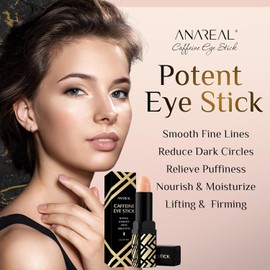 Caffeine Under Eye Balm: Hydrating Eye Brightener Stick Cream for Dark Circles & Puffiness, Anti-Wrinkle Korean Skincare Treatment with Retinol, Instant Cooling Glow for Eyes, Face & Bags