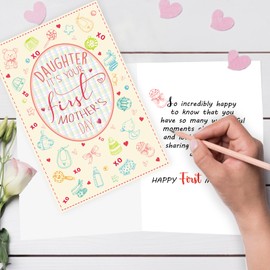 Amorista Happy First Mother's Day Gifts for Daughter, Cute 1st Mothers Day Card for New Mom, Sweet Daughter Mother's Day Card Ideas