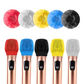 Disposable Microphone Cover 250pcs, Non-Woven Handheld Microphone Windscreen Protective Cap with Elastic Band Mic Hygiene Covers for Recording Room, KTV, Karaoke, Stage Performance