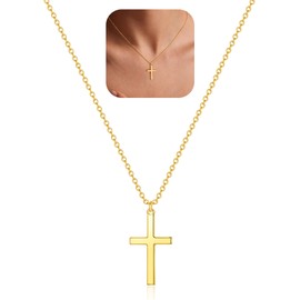 TINGN Gold Cross Necklace for Women 14K Gold Plated Cross Pendant Necklace Dainty Choker Trendy Crucifix Jesus Necklaces Jewellery Gift for Women Girls