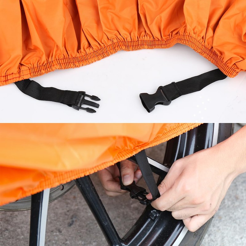 X AUTOHAUX L Black Orange Motorcycle Cover Waterproof Dust UV