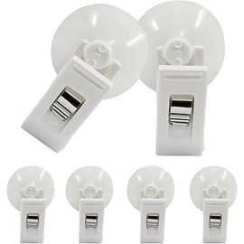 6 Packs Shower Curtain Clips White Suction Cup Clips Shower Curtain Weight Clip for Shower Hanging, Camper Christmas Decor, Home Decoration