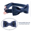 DOGWONG Cotton Dog Collar with Bow Deep Blue Pet Collar
