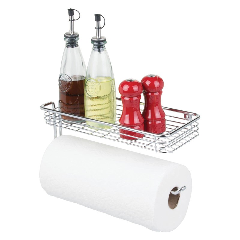 mDesign Kitchen Roll Holder Wall Holder for Paper Rolls in