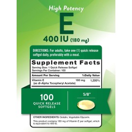Nature's Truth Vitamin E 400 IU 180mg | 60 Softgel Capsules | Non-GMO | by Nature's Truth