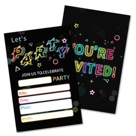 HOMANGA Party Invitations for Kids, 20Pcs Birthday Invitation Cards with Envelopes, Birthday Party Invites for Boys Girls, Let’s Party Invitations, Decorations (10x15cm, Double-Sided)