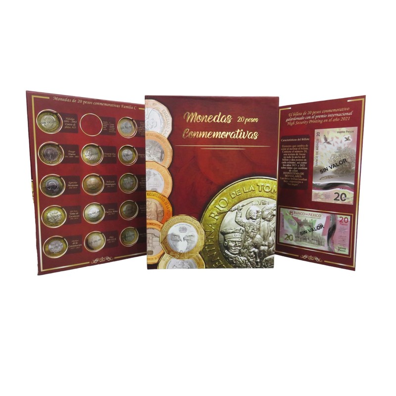 Numart Album para Monedas DE 20 Pesos Y Billete BICENTENARIO